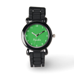 Jungs Cool Modern Green Stilvoll Individuelle Name Armbanduhr
