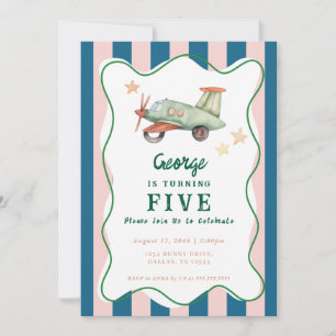 Jungs Coole moderne farbenfrohe Flugzeuge Geburtst Einladung
