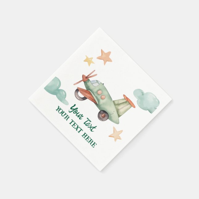 Jungs Coole moderne farbenfrohe Flugzeuge Geburtst Serviette (Ecke)