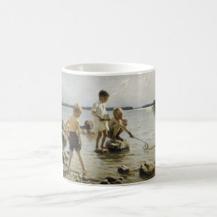 Jungs, die an der Küste spielen (von Albert Edelfe Kaffeetasse