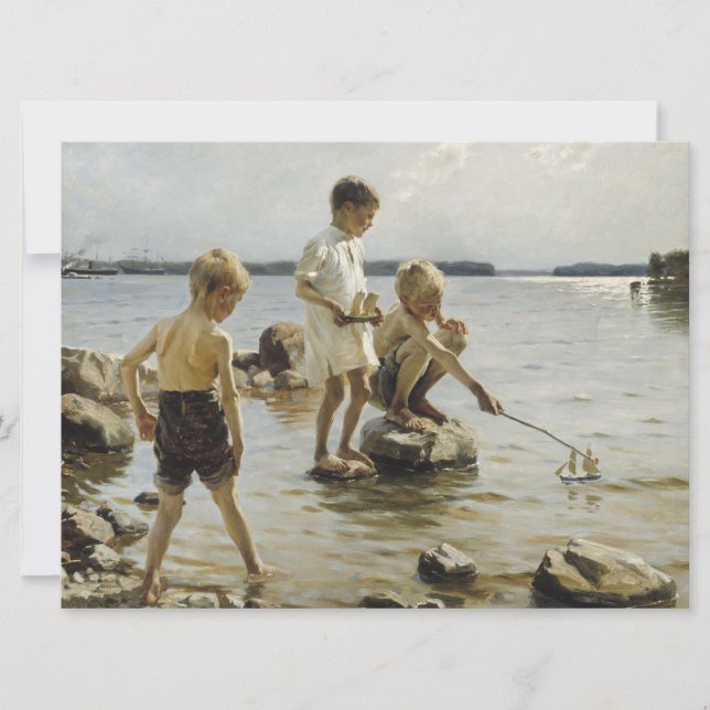 Jungs, die an der Küste spielen (von Albert Edelfe Karte (Vorderseite)