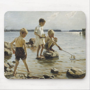 Jungs, die an der Küste spielen (von Albert Edelfe Mousepad
