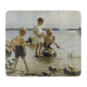 Jungs, die an der Küste spielen (von Albert Edelfe Schneidebrett