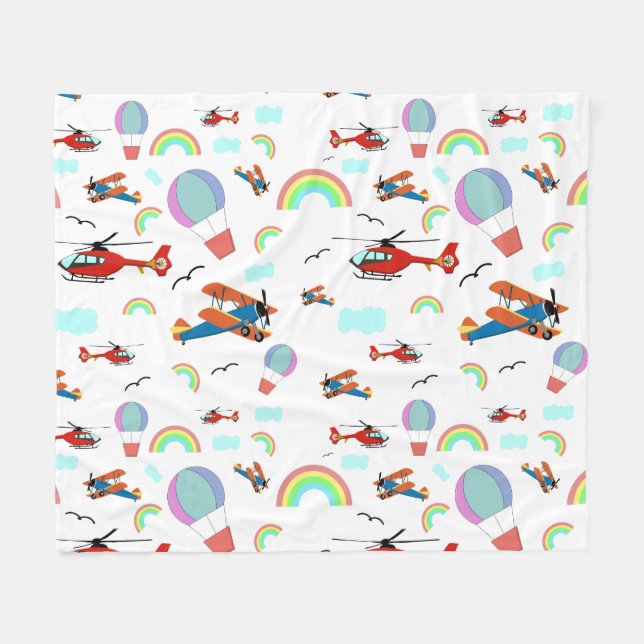 Jungs, die Muster auf Weiß fliegen Fleecedecke (Vorderseite (Horizontal))