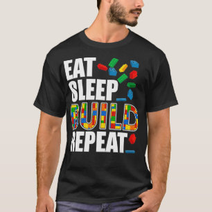 Jungs essen Schlaf bauen Wiederholung lustiger Geb T-Shirt