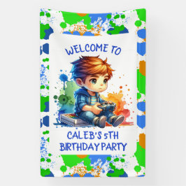 Jungs Gaming Willkommen Personalisierten Geburtsta Banner