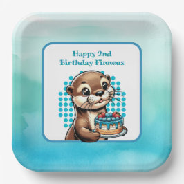 Jungs Geburtstagsparty Otter Themed Personalisiert Pappteller
