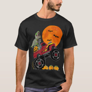 Jungs Halloween Monster Truck Crash Pumpkin Dinosa T-Shirt