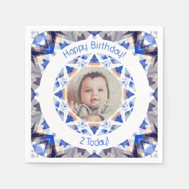 Jungs Happy Birthday Vibranly Blue Star Custom Age Serviette