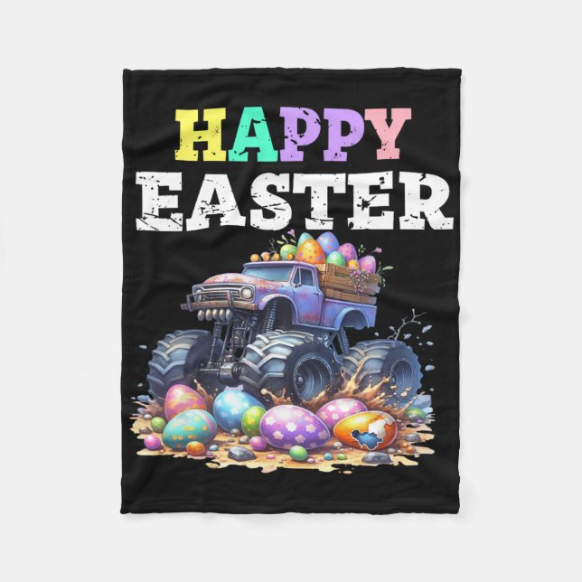 Jungs Happy Ostermonster Truck Ostereier Dog Fleecedecke (Vorderseite)