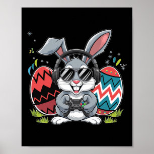 Jungs Happy Ostertag Bunny Egg Video Game Kinder i Poster
