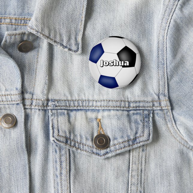 Jungs Mädchen Fußball blau schwarze Mannschaft Far Button (Beispiel)