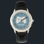 Jungs Moderne und Coole Videospielkids Armbanduhr<br><div class="desc">Diese coole und moderne Kinderuhr verfügt über einen Videospiel-Controller mit einem schlichten blauen Hintergrund. Die Uhr kann mit dem Namen Ihrer Jungs personalisiert werden und hat klare Zahlen,  das ideale Geschenk für jeden Spieler.</div>