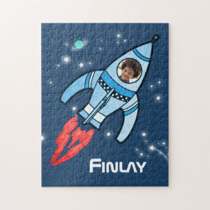 Jungs Name und Foto Raketenraum Kinder jigsaw