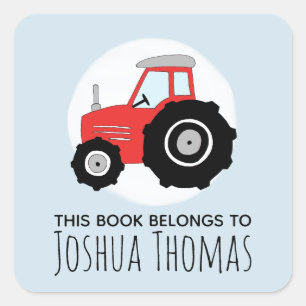 Jungs Niedlich blau Dieses Buch gehört zu Tractor  Quadratischer Aufkleber