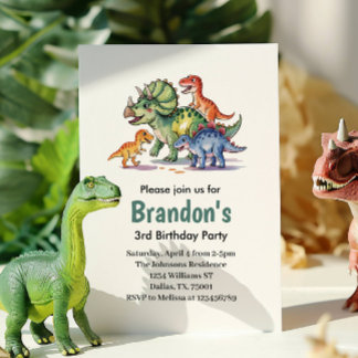Jungs Niedlich Dinosaurier Geburtstag Einladung
