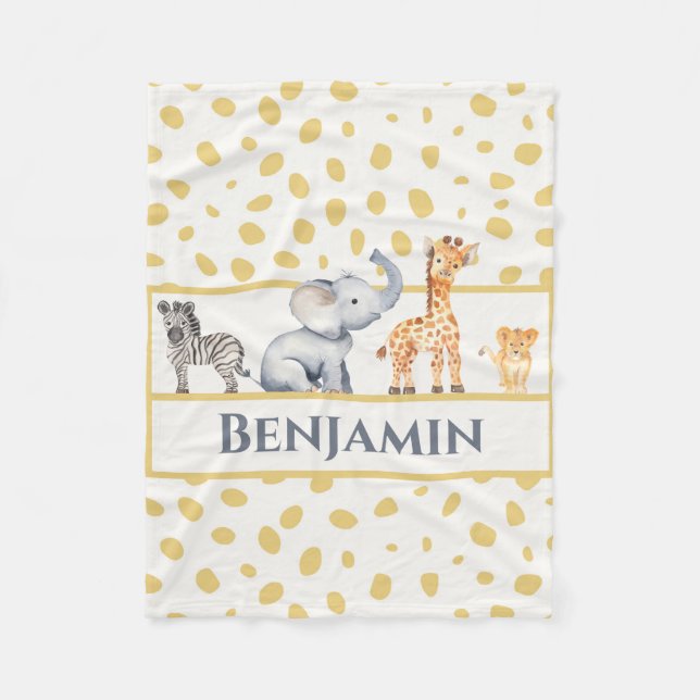 Jungs Niedliche Jungle Safari Baby Tiere Fleecedecke (Vorderseite)
