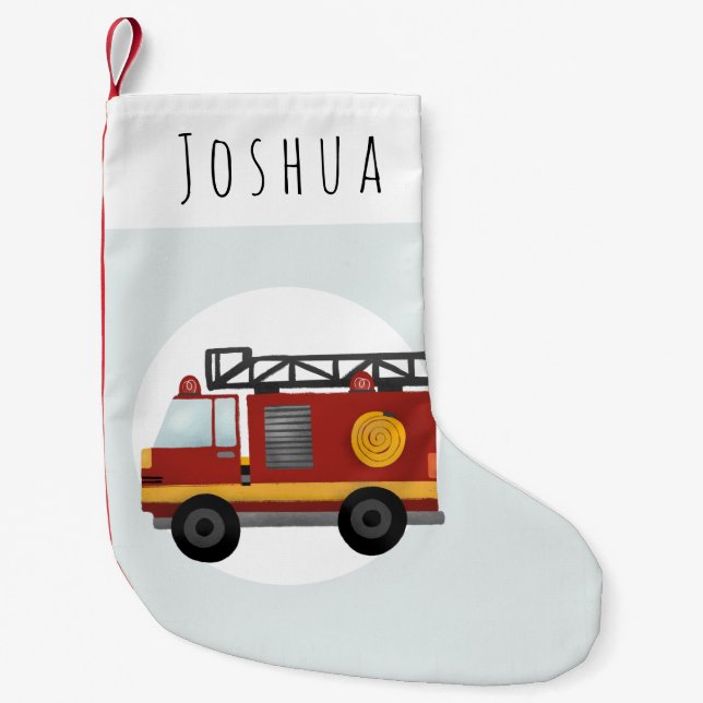 Jungs Niedlicher Feuerwehrmann Feuerwehrmann Motor Kleiner Weihnachtsstrumpf (Vorderseite)