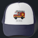 Jungs Niedlicher Feuerwehrmann Motor und Name Kind Truckerkappe<br><div class="desc">Dieses niedliche und moderne Kids-Trucker hat ein Feuerwehrauto-Motor Cartoon und Platz für Sie,  um Ihren Jungen Namen hinzuzufügen. Das perfekte Geschenk für jeden Kleinen,  der Feuerwehrmann oder Feuerwehrfrau werden möchte.</div>