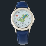 Jungs Niedlicher Grüner Drache Cartoon & Name Kind Armbanduhr<br><div class="desc">Diese niedliche,  blaue Kinderuhr ist mit einem hübschen grünen Drachen ausgestattet und bietet Platz,  um Ihren Jungen Namen hinzuzufügen. Mit klaren,  leicht lesbaren Zahlen ist diese "erste" Uhr ideal für Kinder oder Kleinkinder,  die gerade erst mit dem Lernen beginnen. Das perfekte Drachendesign für Ihre Kleinen!</div>