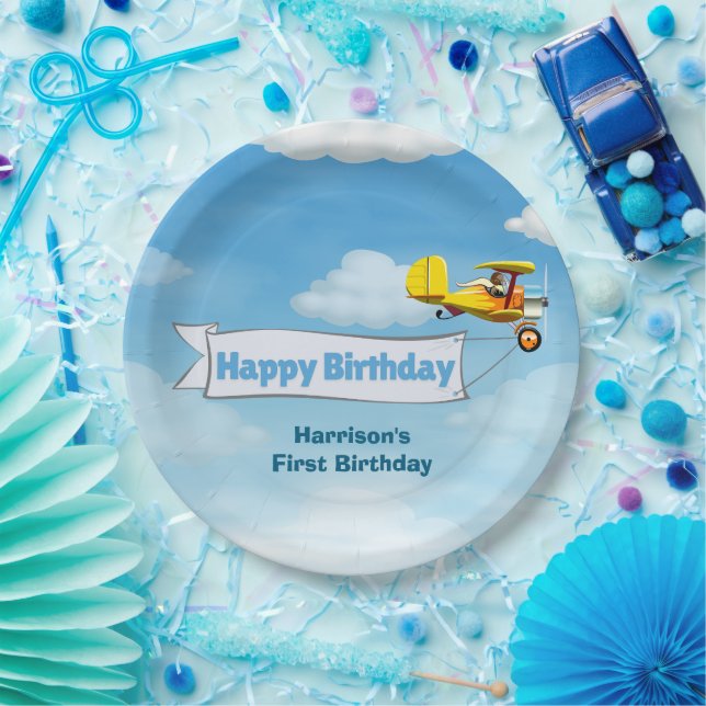 Jungs Niedlicher Kindergeburtstag für Flugzeuge Pappteller (Party)