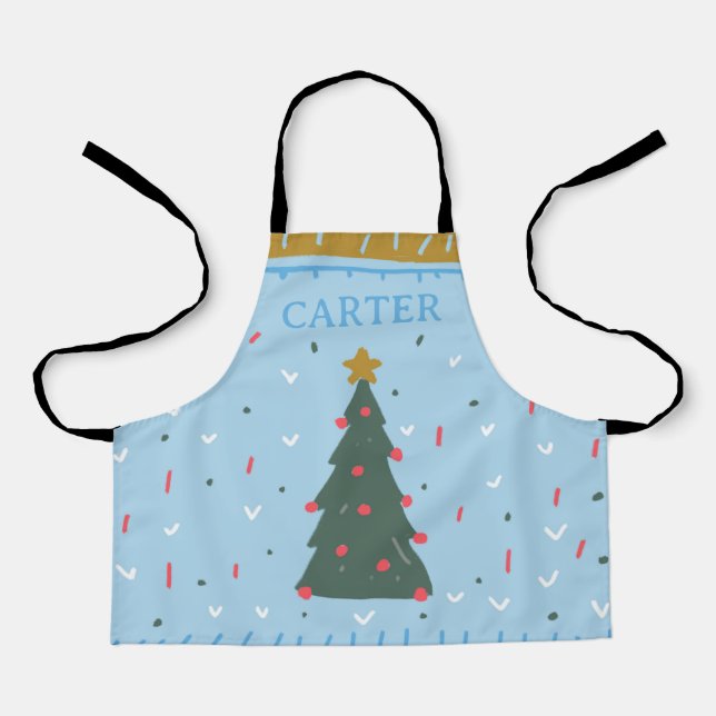 Jungs Personalisiert Weihnachts Küche Schürze (Vorderseite)