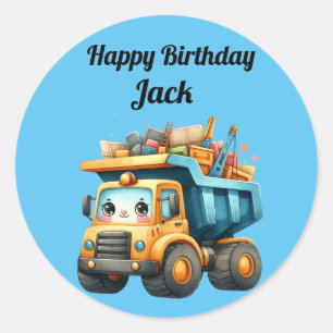Jungs Personalisierter Name Happy Birthday Runder Aufkleber