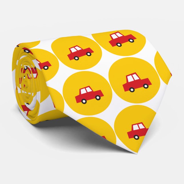 Jungs Spielzeug Red Car Gelbe Punkte Spaß Geschenk Krawatte (Gerollt)