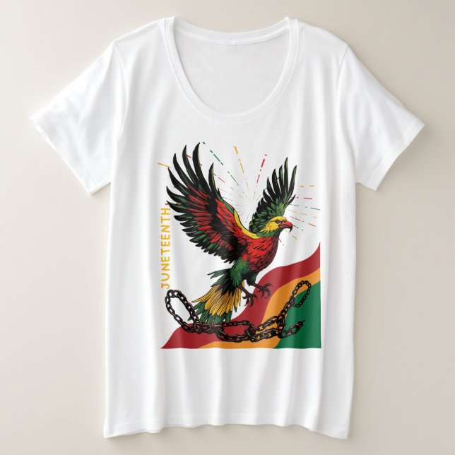 Jungsteinziger Freiheitsvogel aus offenen Ketten Große Größe T-Shirt (Design vorne)