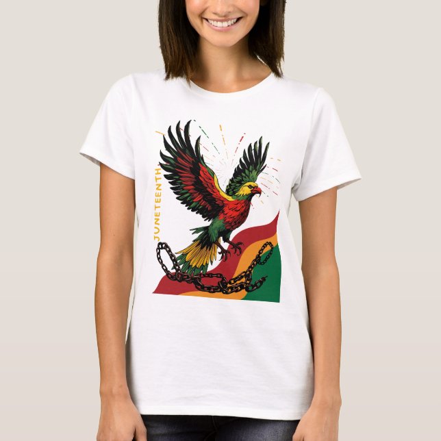 Jungsteinziger Freiheitsvogel aus offenen Ketten T-Shirt (Vorderseite)