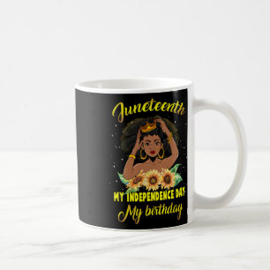 Jüngster Unabhängigkeitstag Mein Geburtstag schwar Kaffeetasse