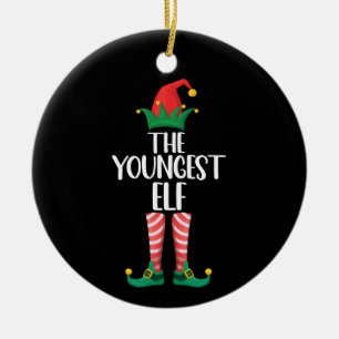 Jüngstes Elf Matching Familienweihnachtliches Part Keramik Ornament