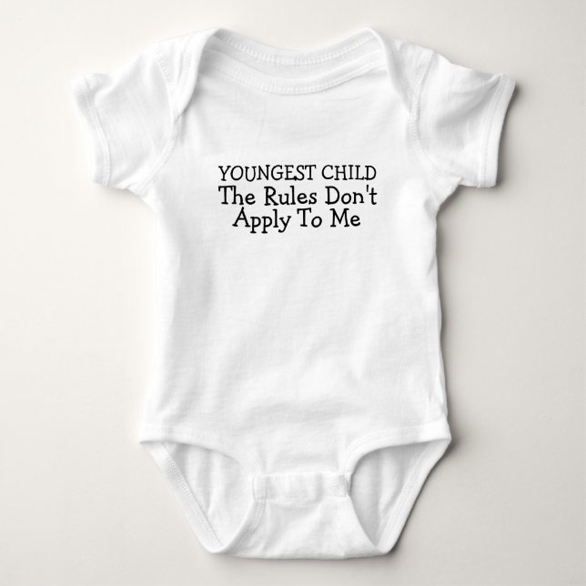 Jüngstes Kind die Regeln gelten nicht für mich Bab Baby Strampler (Vorderseite)