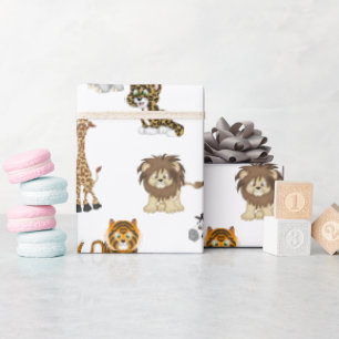 Jungtiere auf Weiß Geschenkpapier