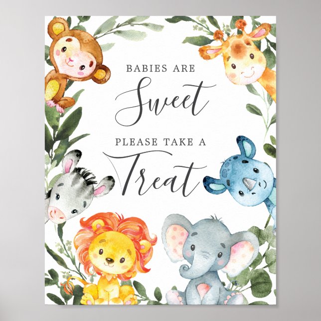 Jungtiere Babydusche Babys sind süße Zeichen Poster (Vorne)