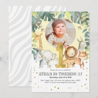 Jungtiere Junge zum ersten Geburtstag Foto Einladung
