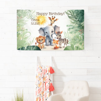 Jungtiere Kindergeburtstag Party Spaß Banner
