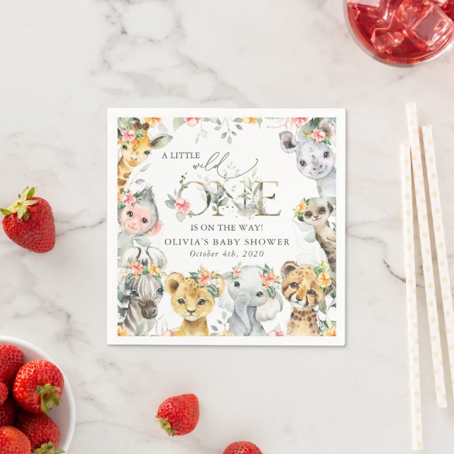 Jungtiere, Safari, Blume, Babydusche Serviette (Beispiel)