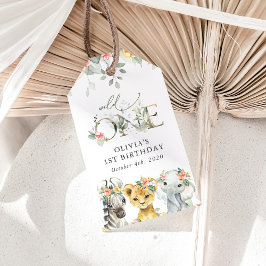 Jungtiere, Safari, Blume, erster Geburtstag Geschenkanhänger