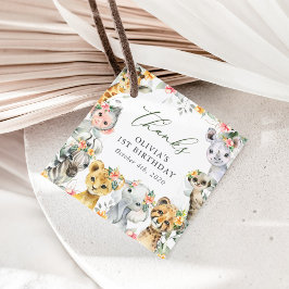 Jungtiere, Safari, Blume, erster Geburtstag Geschenkanhänger