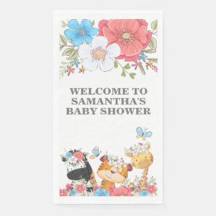 Jungtiere-Safari niedlicher Blumenspass Serviette