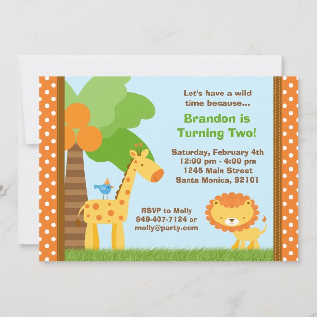 Jungtiere zum Geburtstag Einladung (Vorderseite)