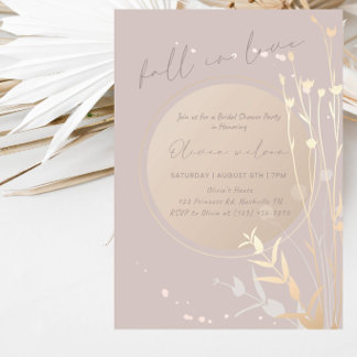 Jungverliebte-Minimal-Botanical-Brautparty Einladung