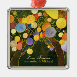 Jungvermählten-Paar-Hochzeits-Geschenk-Verzierung: Silbernes Ornament