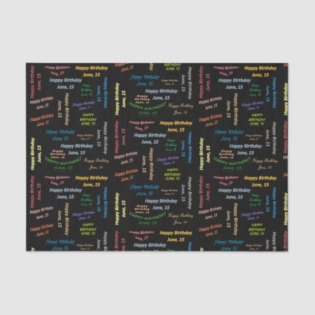 Juni, 15 Geburtstags-Gewebepapier Seidenpapier (Vorderseite)