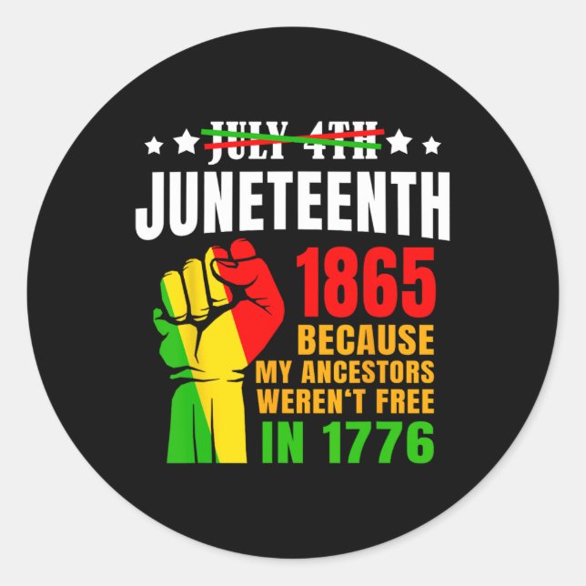 Juni 1865 Schwarzgeschichte Afrika Amerika Runder Aufkleber (Vorderseite)