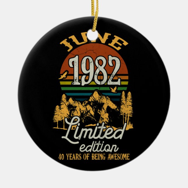 Juni 1982 Sonnenuntergang 40 Jahre alt 40. Geburts Keramik Ornament (Vorne)