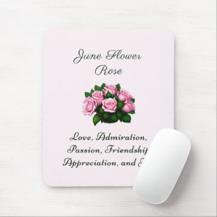 Juni Geburtsmonat Blume Rose Zeitlose Bläschen Mousepad
