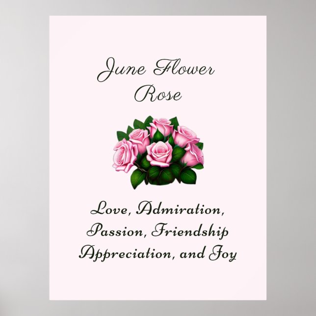 Juni Geburtsmonat Blume Rose Zeitlose Bläschen Poster (Vorne)