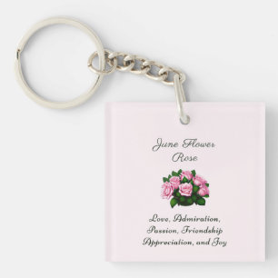 Juni Geburtsmonat Blume Rose Zeitlose Bläschen Schlüsselanhänger